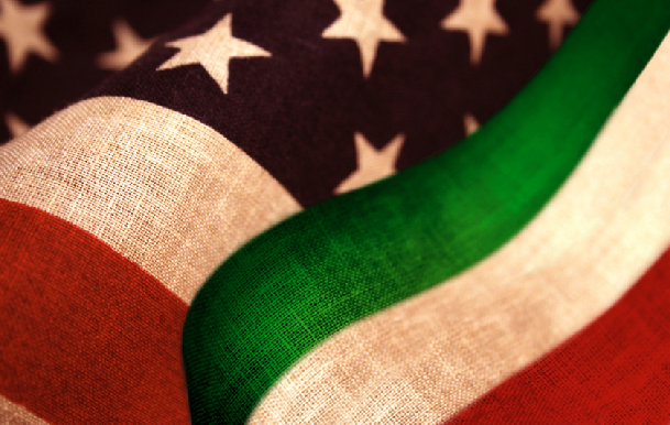 Bandiera dell'Italia e degli Stati Uniti