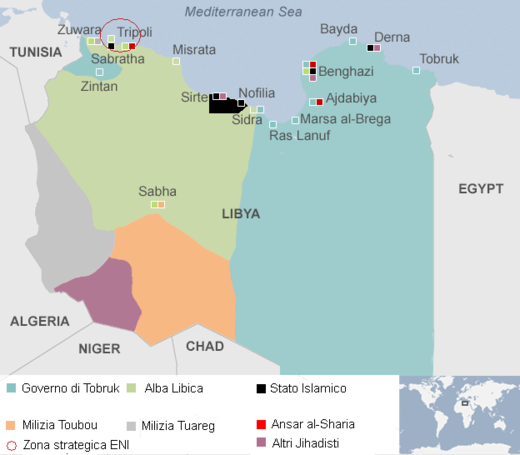 Mappa Libia, dicembre 2015