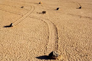 Sailing stones in Death Valley