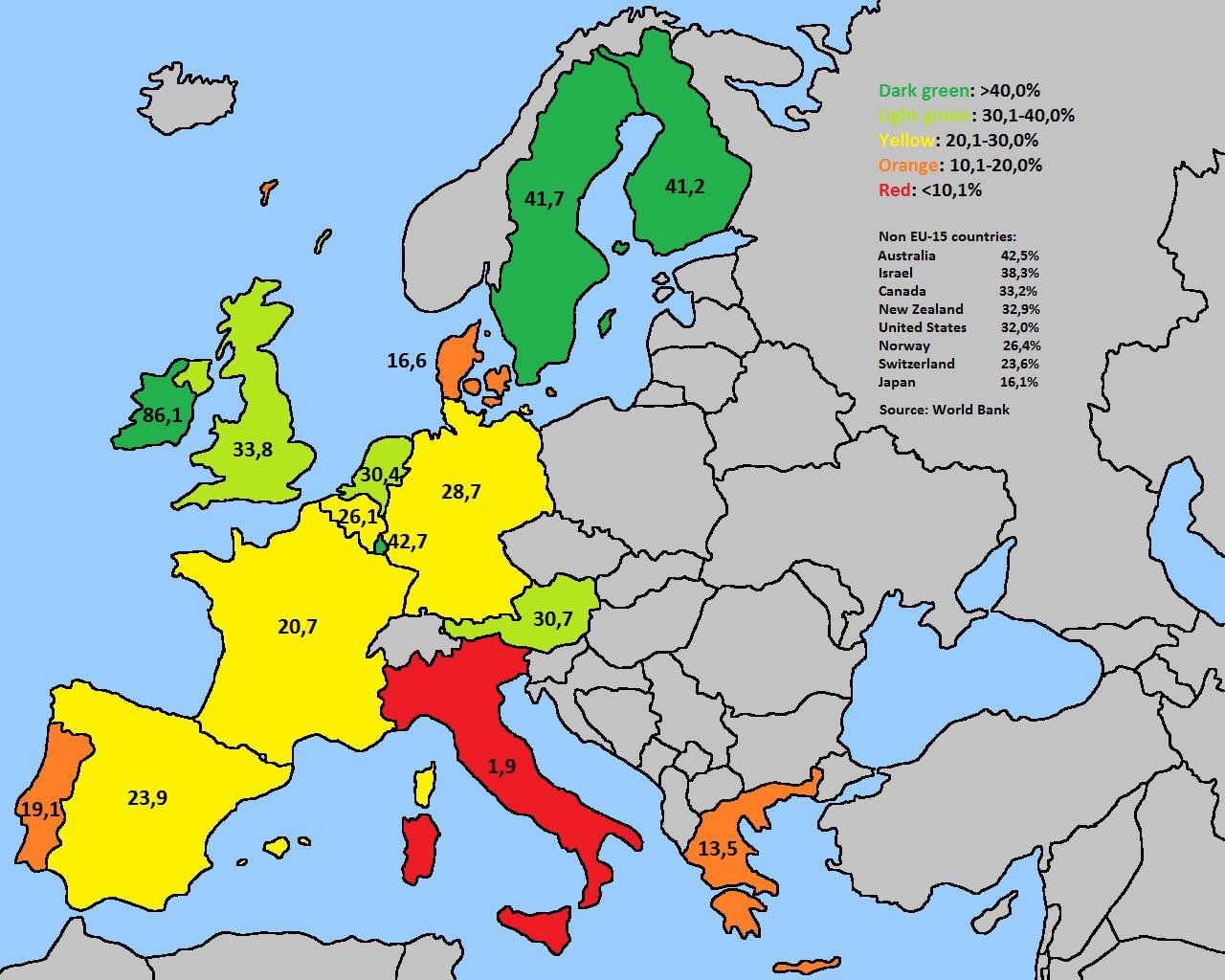 mappa dell'europa occidentale