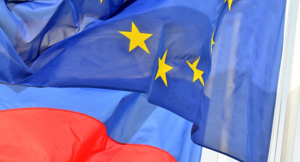EU & Russian Flags