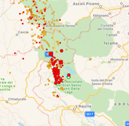 Terremoto Montereale Aquila Italia
