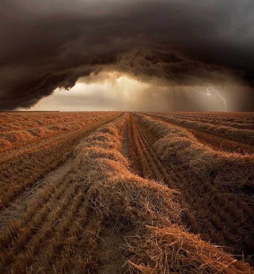 Storm over a farm in Strohgaeu, Germany