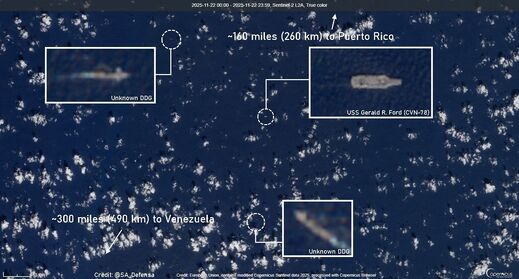 uss ford carribean venezuela satellite
